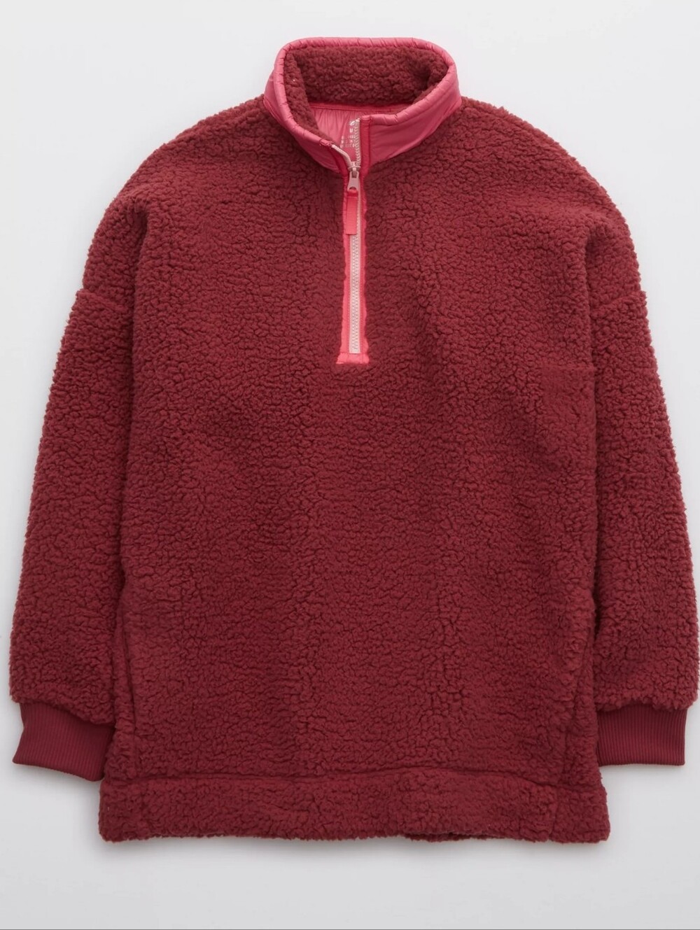 Aerie Dream Pink Sherpa Quarter Zip Pullover Sweatshirt XXL